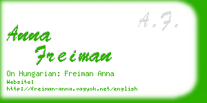 anna freiman business card